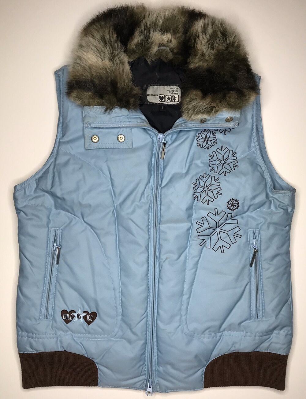 Cold As Ice Stealth Outerwear Built For Women Size S Blue Snowflake Puffer Vest